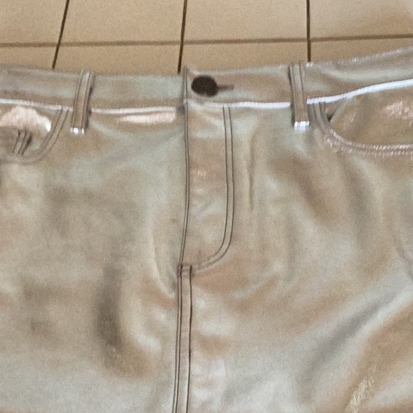 .New Years Eve Metallic Silver Faux Leather Midi Skirt - Picture 4 of 7